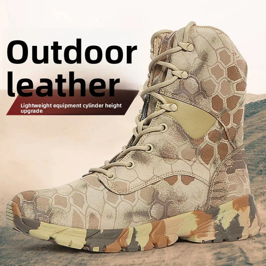 Outdoor Men's Boots High Top Python Camouflage Combat shoes Tactical Desert Boots Men Shoes Motorcycle Boot Woman