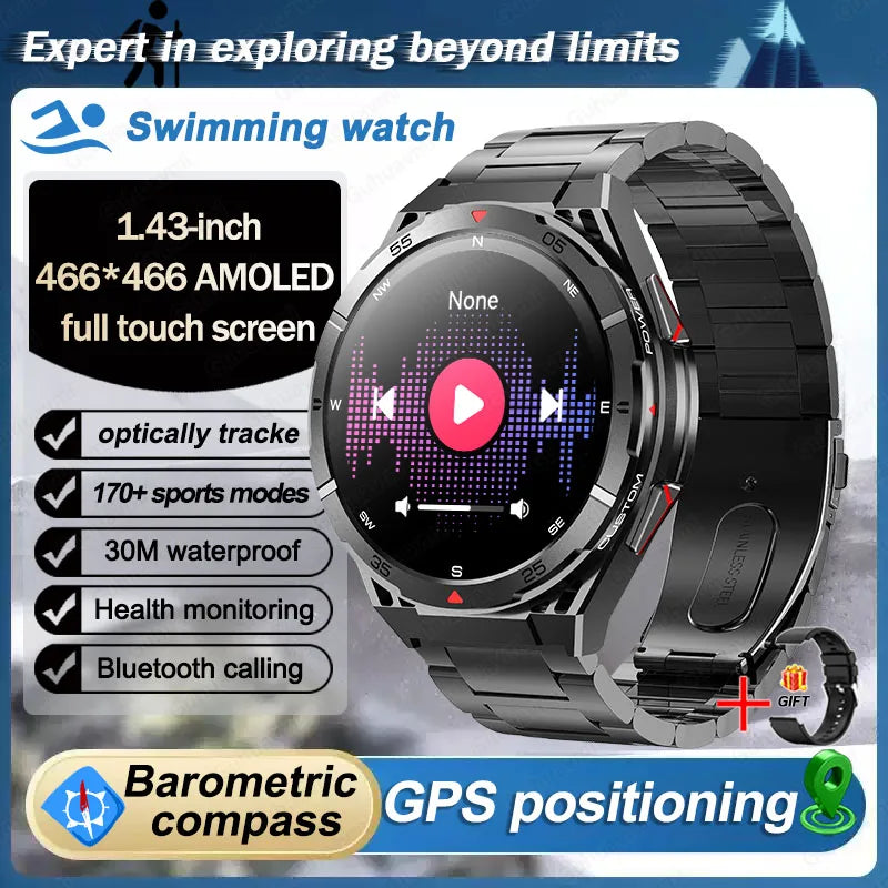 Beach Camp Swim Smartwatch Outdoor GPS Watch Sports Fitness Tracker Health Military Waterproof Watch BT5.3 Call Smart Watch for Android iOS