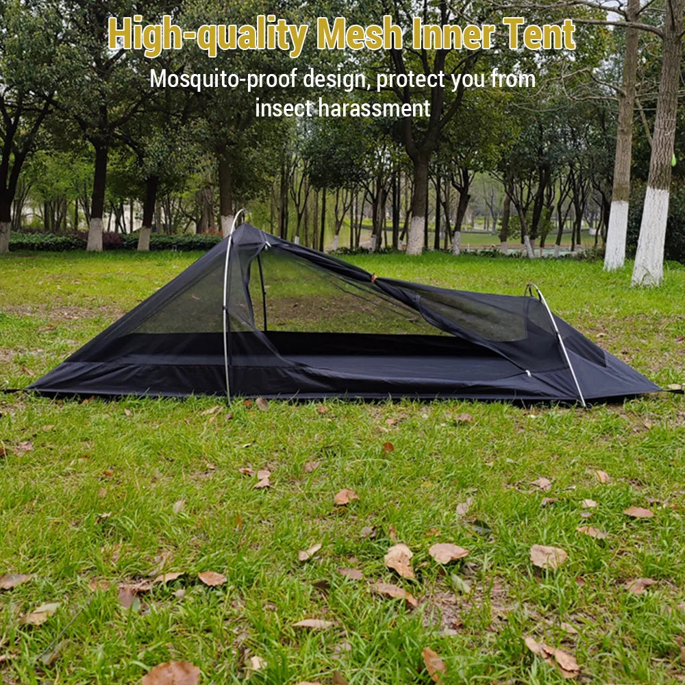 Beach Camp Backpacking Tent 1 Person Ultralight Aluminum Pole Stormproof Camping Tent Suitable for Four Seasons Single Person Tent