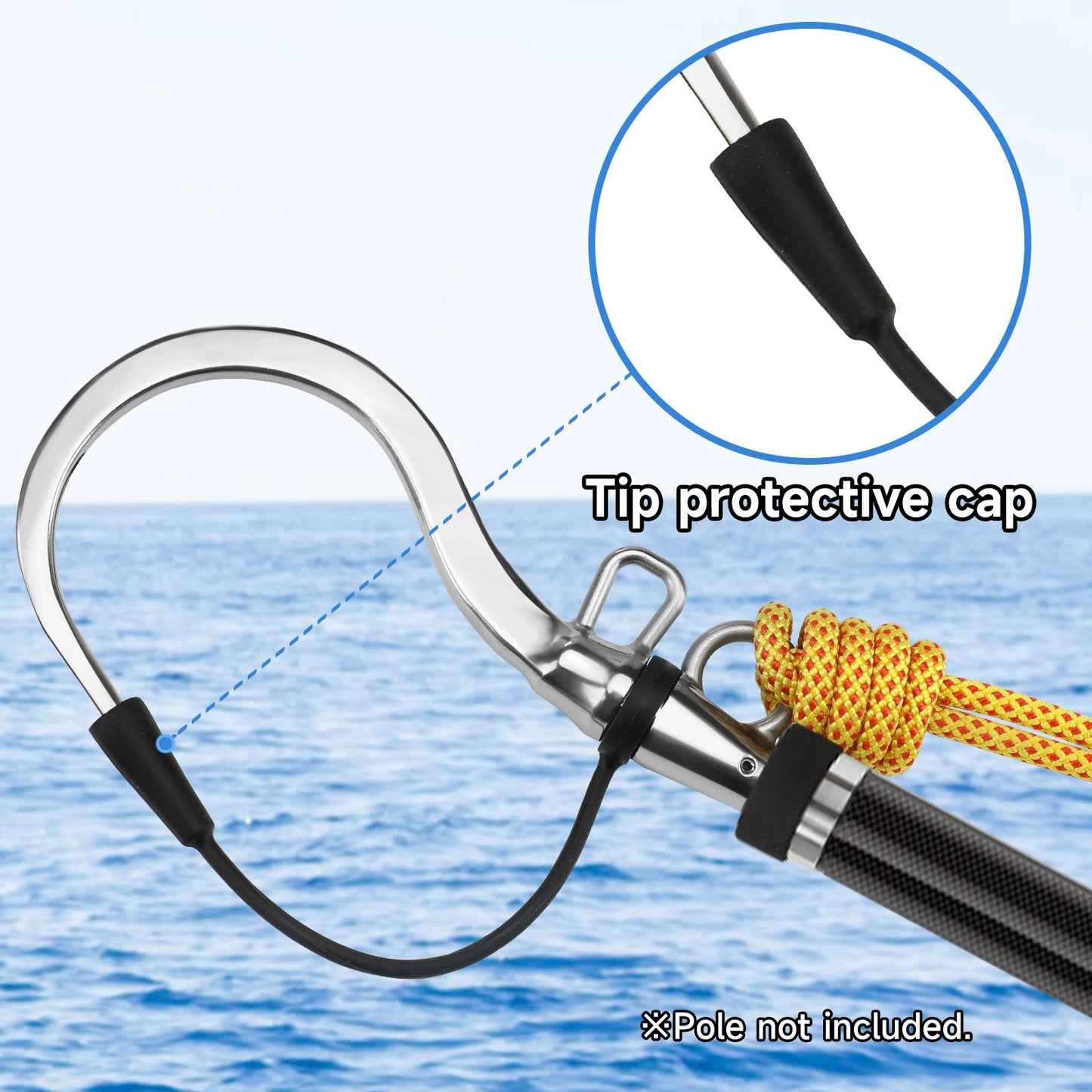 SANLIKE Double Hole Fishing Spear Hook with 1/2 UNC Stainless Steel Fish Gaff for Freshwater Saltwater Fishing Tool Accessories