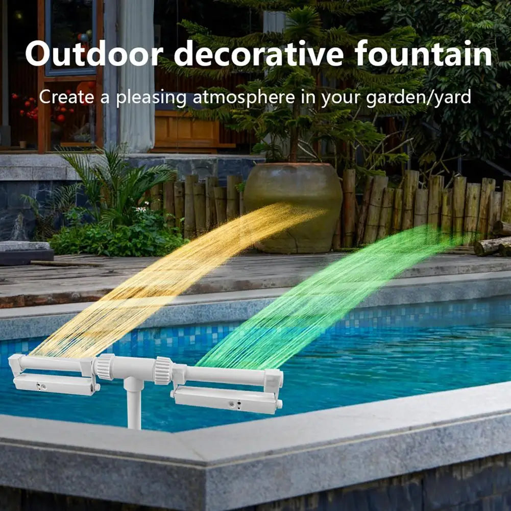Beach Camp Pool Fountain with Lights for Inground and Above Ground Pools Dual Spray Adjustable Sprinkler Pool Waterfall Sprinkler Cooler