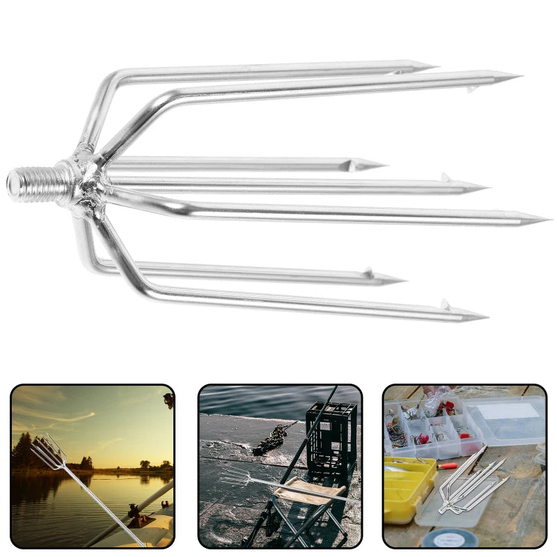Spearing Tool Barb Fishing Outdoor Tackle Professional Spearfishing Metal Fishgig Lantern Fork