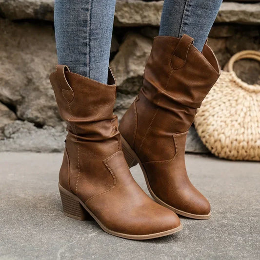 Western Cowboy Boots for Women Autumn Winter Retro