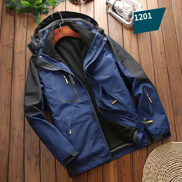 Beach Camp Sportwear Ski Camping Jacket Windbreak Waterproof Outdoor Coat Men Climbing Hiking Coats Winter 3 in 1 Fleece Lining Warm Jacket