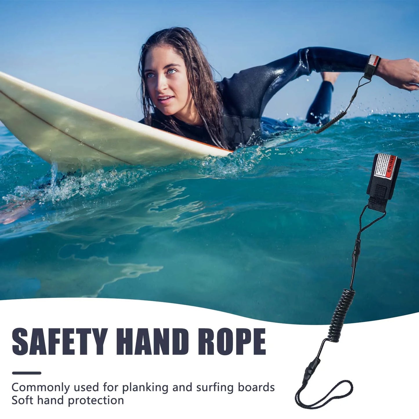 51-inch Safety Surfboard Leashes Hook and Loop Single-Wrap Strap Coiled Bodyboarding Leash Suitable for Stand Paddle Boards