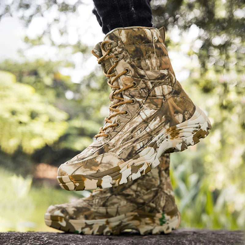 Beach Camp Outdoor Training Men Tactical Boots High-Top Desert Shoes Camouflage Combat  Hiking Boots Camoufcage Military Boots