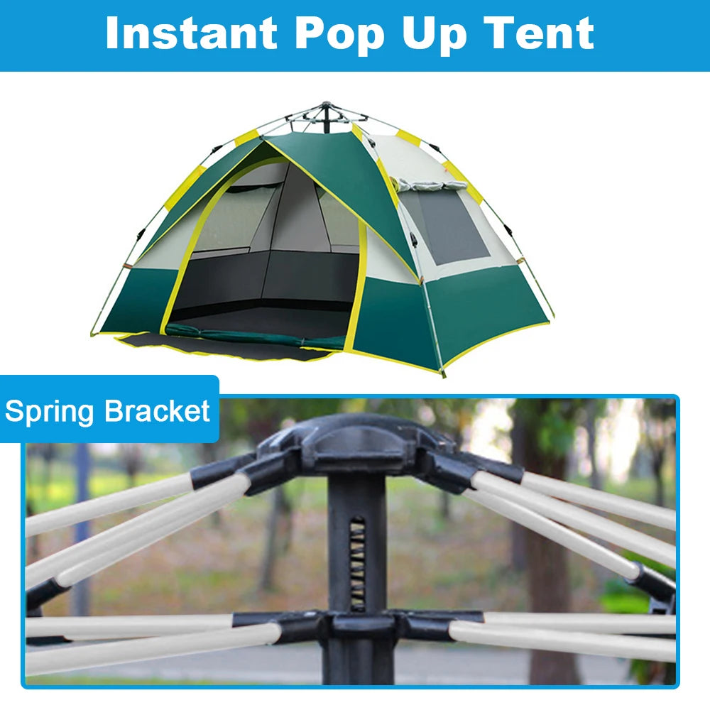 Beach Camp Outdoor Pop-Up Tent Waterproof Portable Instant Automatic Camping Tent for 2-3/3-4 Person Family Tent Camping Backpacking 2024