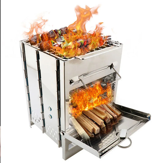 Beach Camp Square Wood Stove Outdoor Grill Mini Grill BBQ Outdoor Grill Camping Picnic Folding Grill