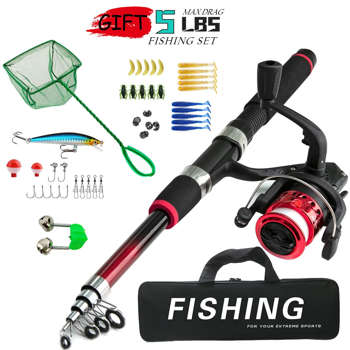 Fishing rod full routine, sub rod set, long-range sea fishing, gun handle, rod wheel, soft bait, fishing hook, line fishing gear
