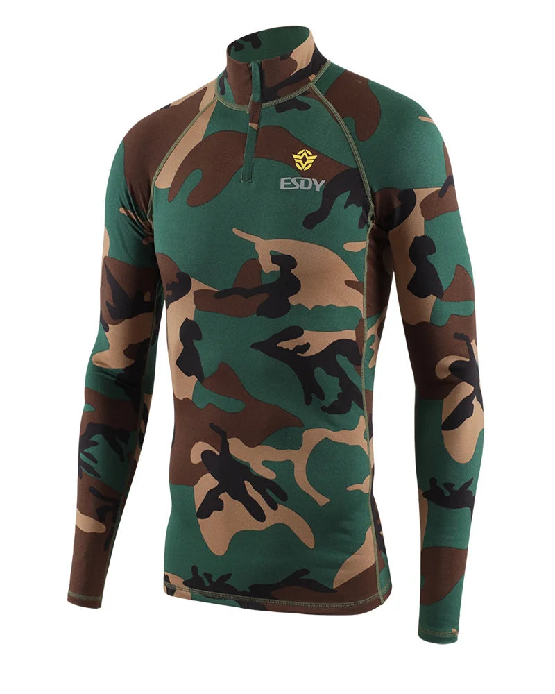 Beach Camp New Outdoor Sports Underwear Camo Training Long-Sleeved Tops + Pants Suit Fitness Camping Army Hiking Hunting Underwear Clothes