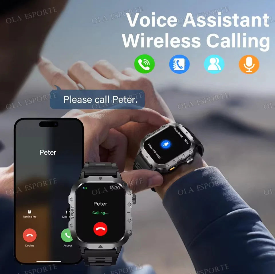 Beach Camp 2025 New LED Men's Smartwatch Bluetooth Talking Smartwatch Multi Sport Mode Health Monitor Outdoor Sport Smart Watch For Android