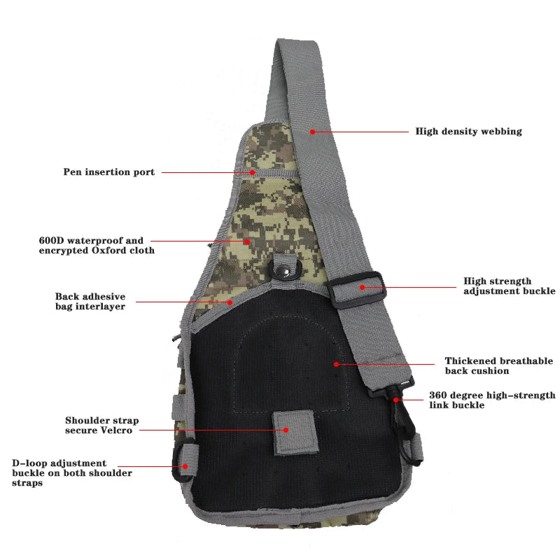 Men's outdoor crossbody bag, hiking camping equipment, hiking sports travel backpack, shoulder bag