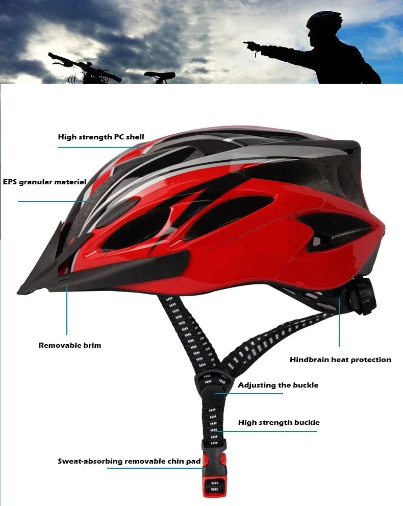 Beach Camp Cycling Safety Helmet Man Women Road Mountain Bike Helmet Outdoor Bicycle Skateboard Scooter Integrally-Molded Ultralight Helmet
