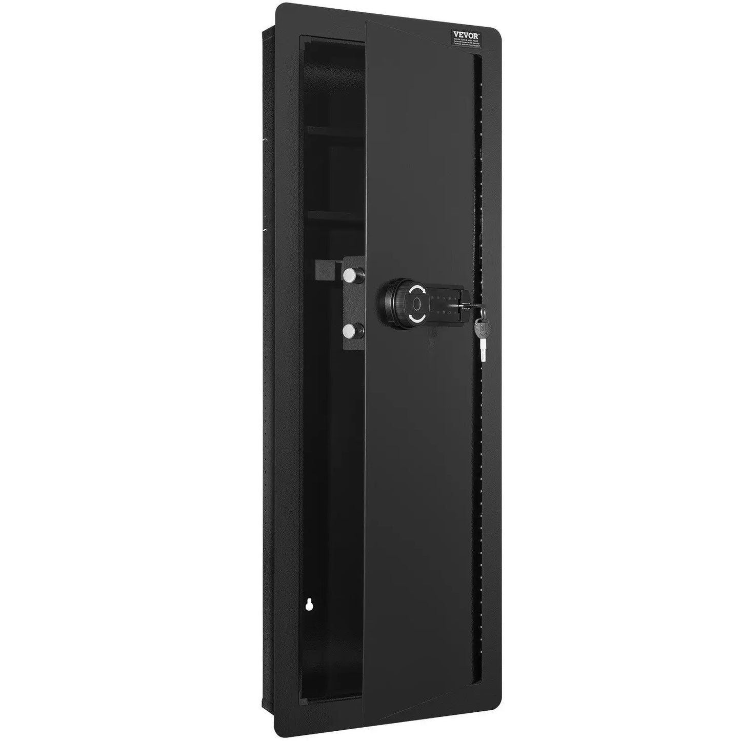 42.91" Tall Wall Gun Safe, 4-Tier Hidden Gun Safe with Keypad & Fingerprint, 3 Removable Shelves & 6 Key Holders, Q235 Cold-Roll