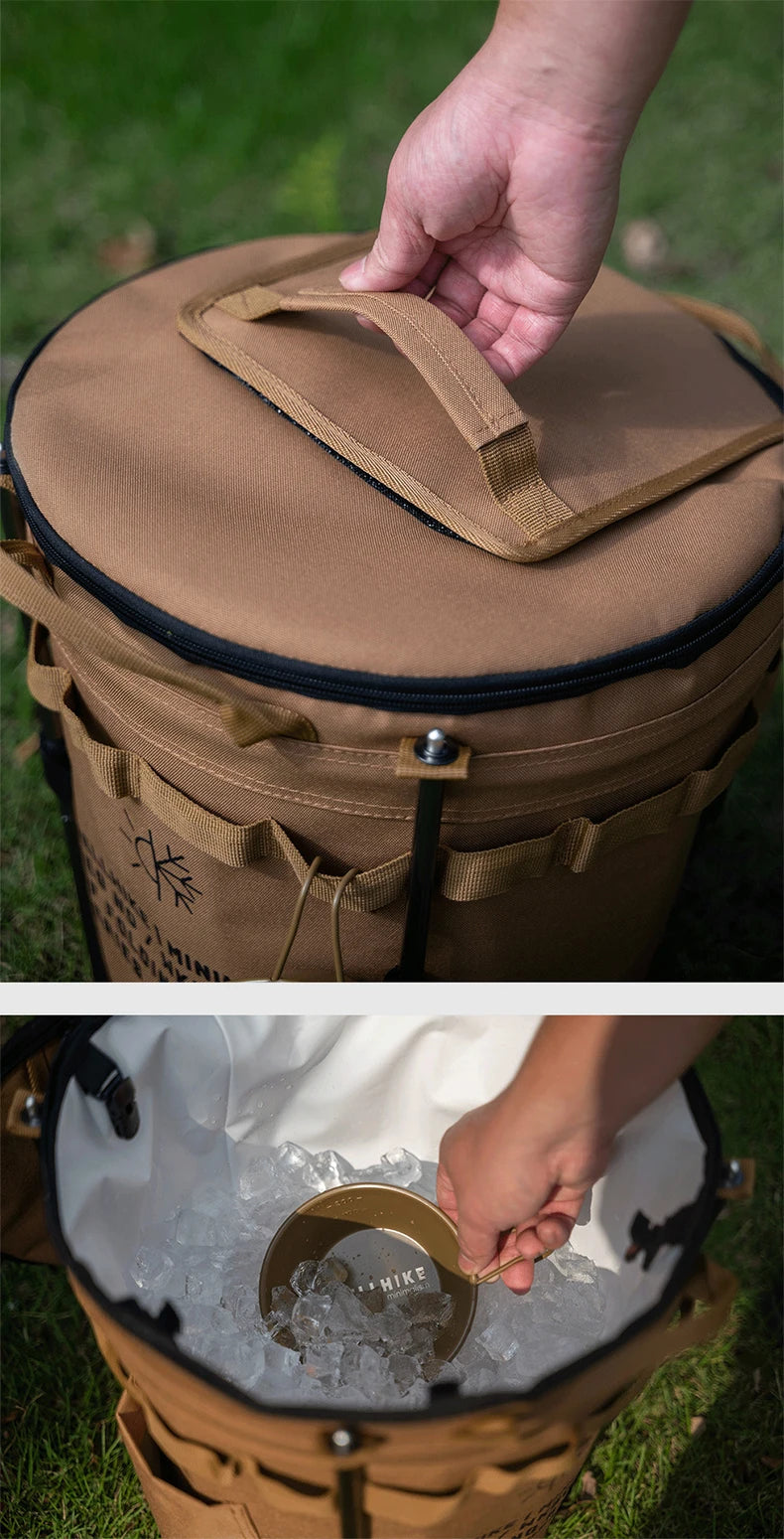 WELLHIKE Portable Collapsible Outdoor Camping Ice Bucket Car Carrying Round Bucket Insulation Keep Cold Keep Fresh Bag