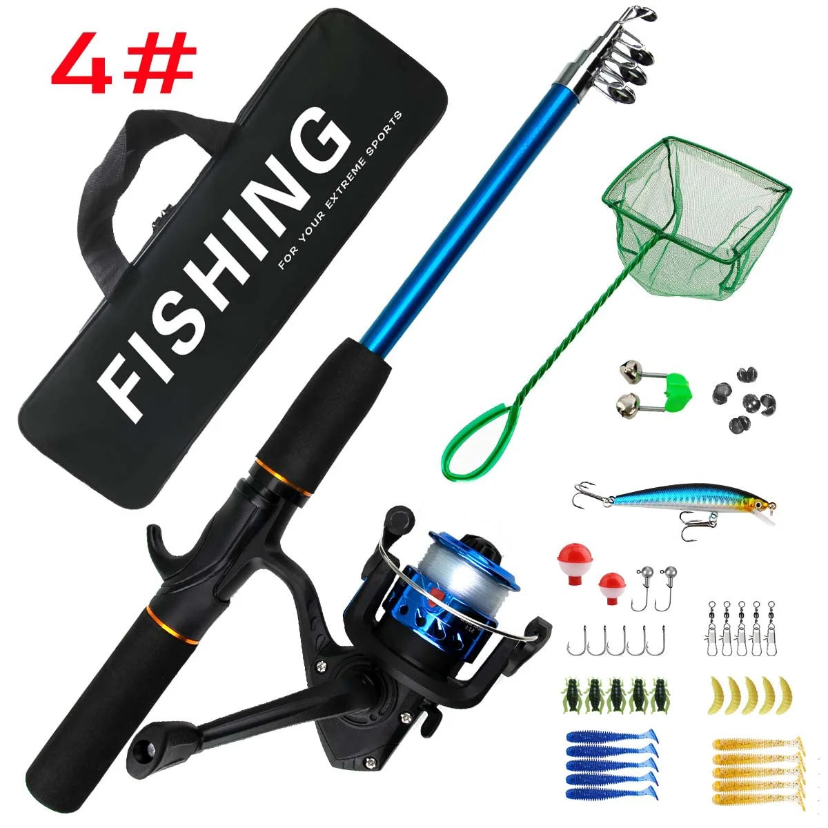 Fishing rod full routine, sub rod set, long-range sea fishing, gun handle, rod wheel, soft bait, fishing hook, line fishing gear