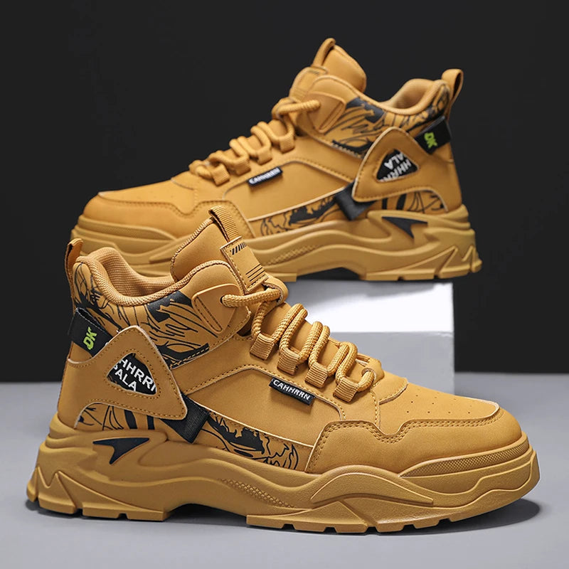 New Outdoor Boots Men's High Top British Style Cargo Short Boot Help Men's Outdoor Leisure Mountaineering Boots