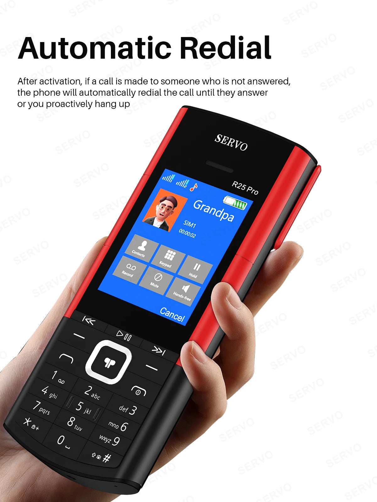 SERVO R25 PRO Button Mobile Phone Built-in TWS Earphones Dual SIM Standby Speed Dial Blacklist FM Radio 2G GSM Feature Cellphone