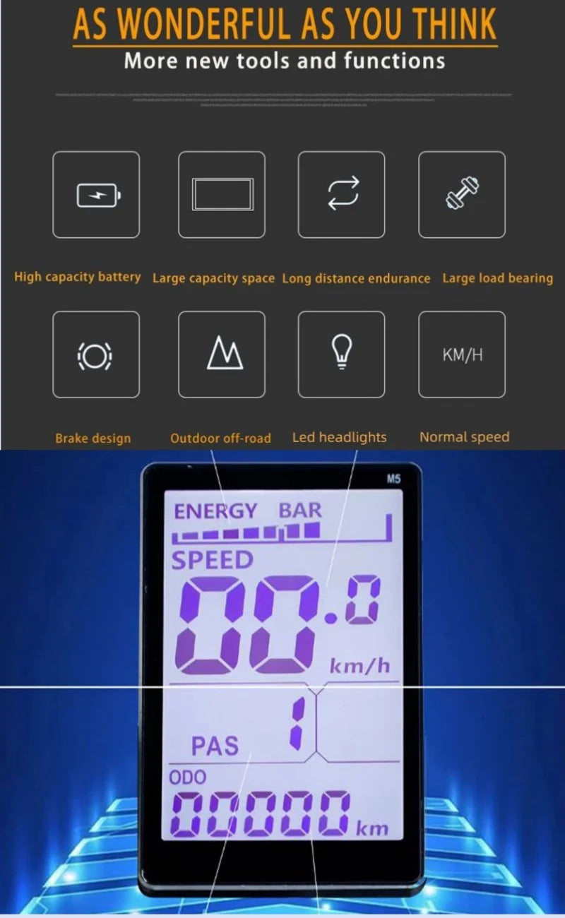 Beach Camp Electric Fat Bike 24 Inch Three Wheel Electric Bicycle Powerful Snow Mountain Electric Bike Adult Men's Women's