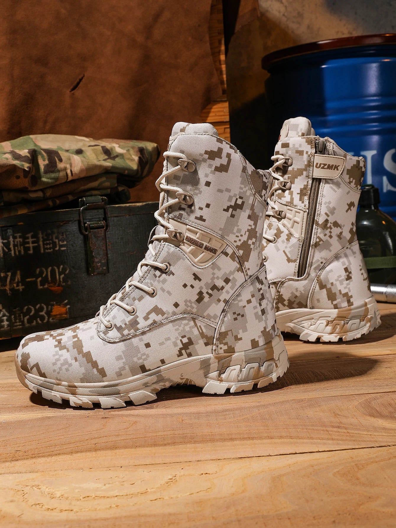 Men's Camouflage Tactical Boots Mountaineering Hiking Desert Waterproof Work Safety Shoes Ankle Boots Men's Outdoor Boots