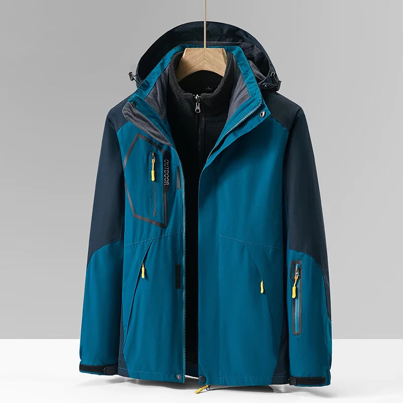 Beach Camp Sportwear Ski Camping Jacket Windbreak Waterproof Outdoor Coat Men Climbing Hiking Coats Winter 3 in 1 Fleece Lining Warm Jacket