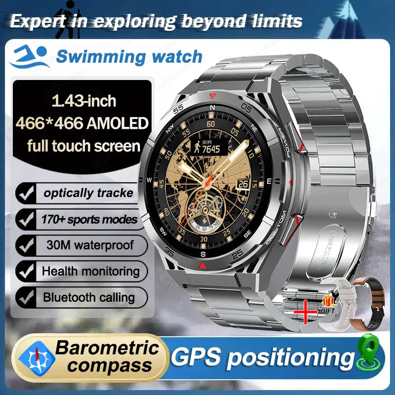 Beach Camp Swim Smartwatch Outdoor GPS Watch Sports Fitness Tracker Health Military Waterproof Watch BT5.3 Call Smart Watch for Android iOS