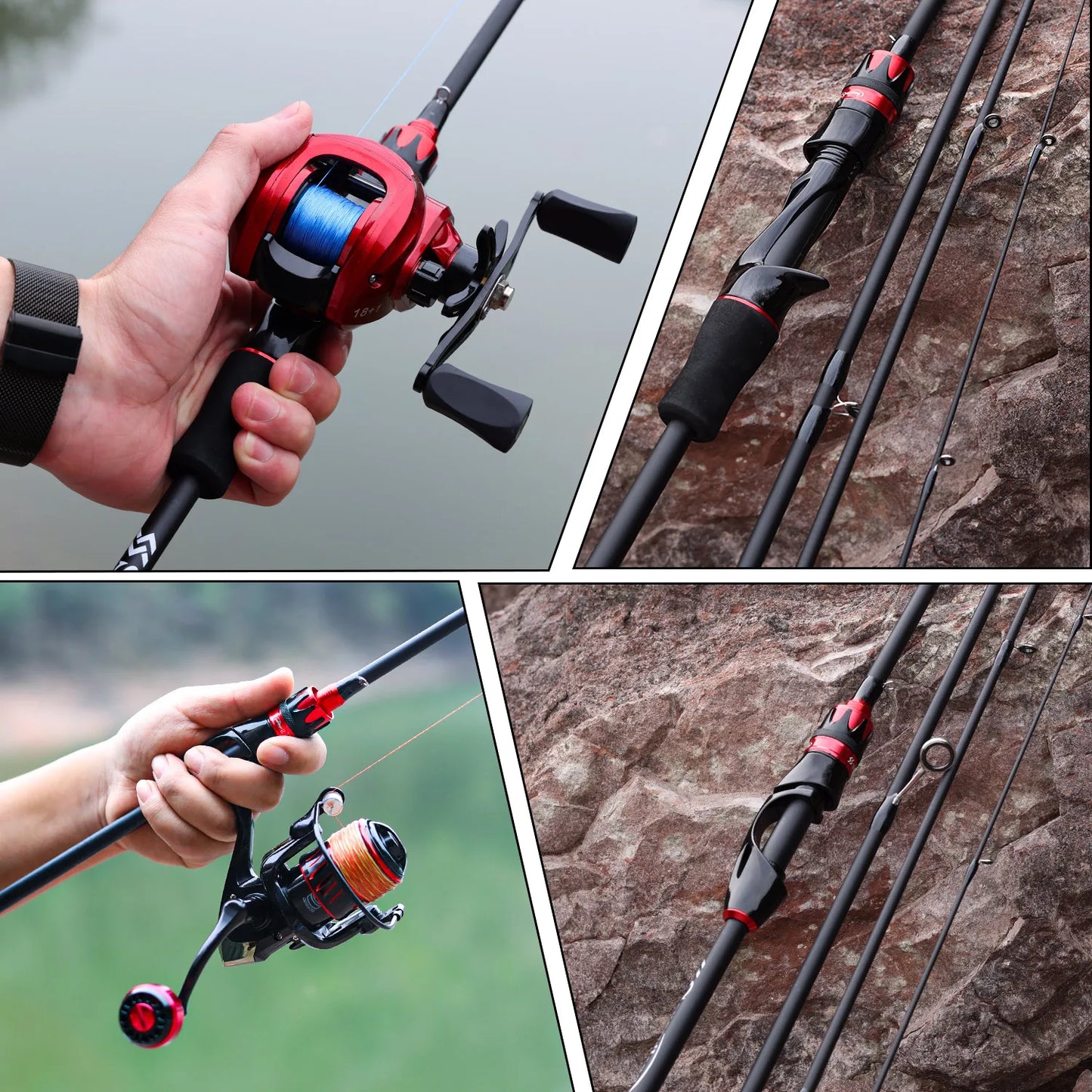 Beach Camp Casting Spinning Fishing Rod 2.1m UltraLight Carbon Fiber Rod Pole 4 Section with EVA Handle 0.8-5g Lure Weight