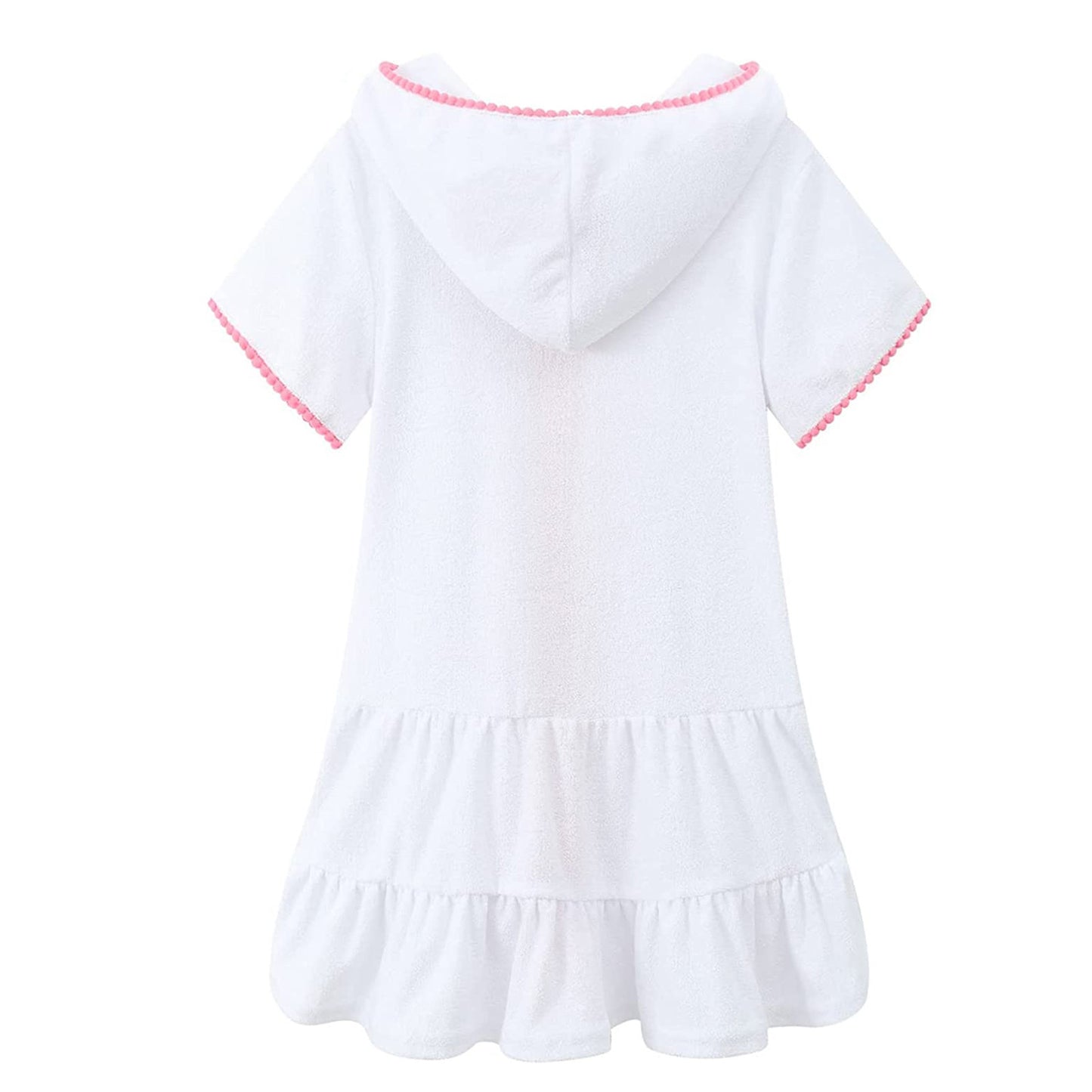 Beach Camp 3-11 Years Little Girls Swim Cover Up Kids Swimsuit Coverup Beach Bathing Suit Hooded Bathrobe Absorbent Terry Beach Dress New