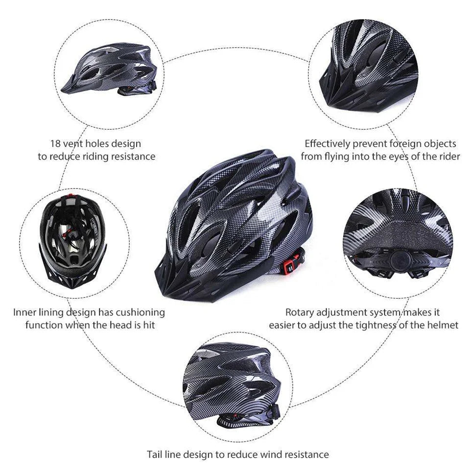 Beach Camp Cycling Helmet Comfort Lining Lightweight Fiber Texture Helmet Adult Mountain Bike Cycling Equipment