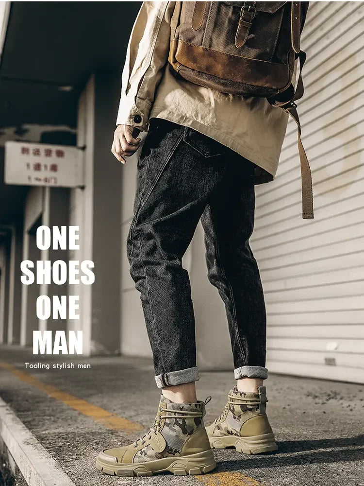 Beach Camp Camouflage Boots for Men Autumn Winter Platform Desert Boots Outdoor High-top Shoes Men Ankle Boots Buty Robocze Meskie
