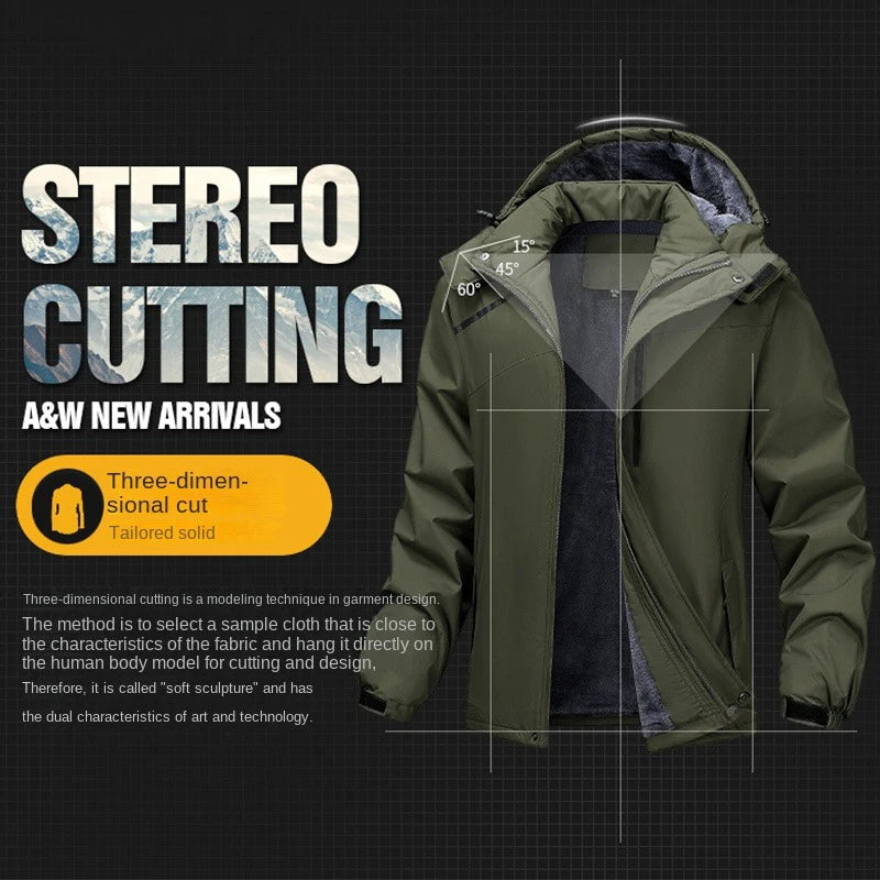 Beach CampWinter Men Outdoor Windbreak Camping Skiing Jacket Hiking Men Removable Hooded Plus Thick Warm Comfortable Jacket Coat Male 7XL