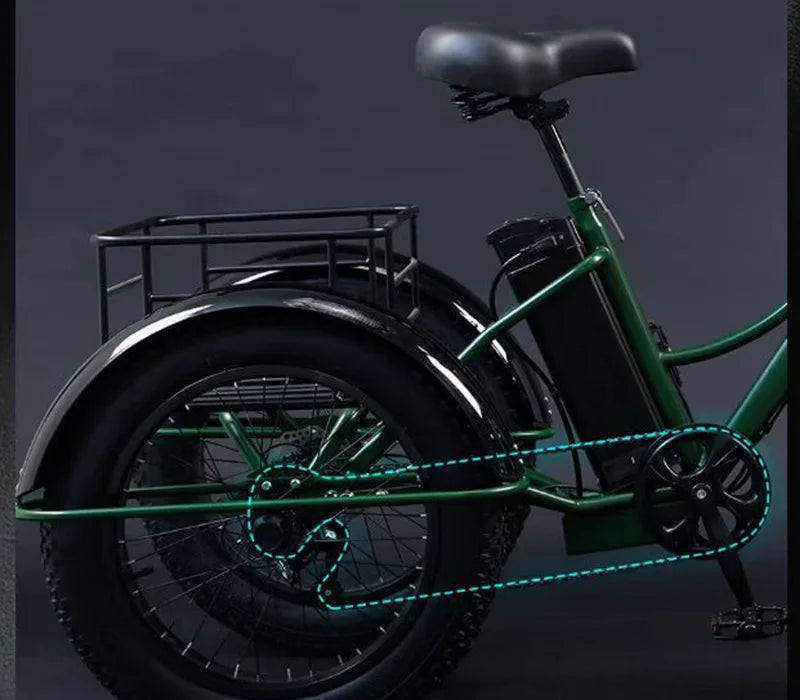 Beach Camp Electric Fat Bike 24 Inch Three Wheel Electric Bicycle Powerful Snow Mountain Electric Bike Adult Men's Women's