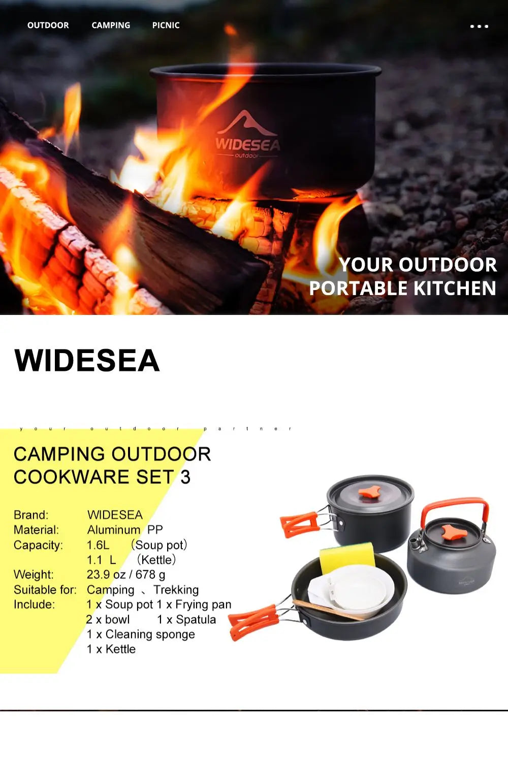 Beach Camp Camping Tableware Outdoor Cookware Set Pots Tourist Dishes Bowler Kitchen Equipment Gear Utensils Hiking Picnic Travel
