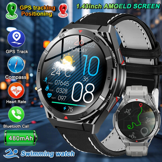 Beach Camp Swim Smartwatch Outdoor GPS Watch Sports Fitness Tracker Health Military Waterproof Watch BT5.3 Call Smart Watch for Android iOS