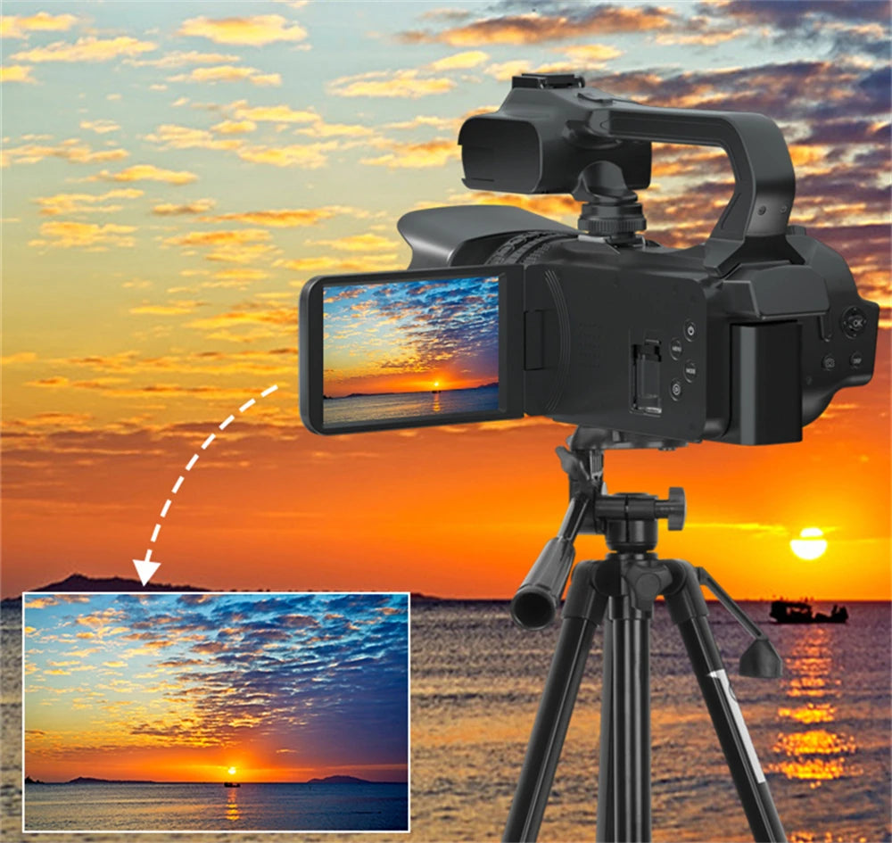 Beach Camp 6K 60FPS Professional Camcorder for Photography 64MP WiFi Livestream Webcam Video Cameras 18X Digital Zoom YouTube Vlog Recorder