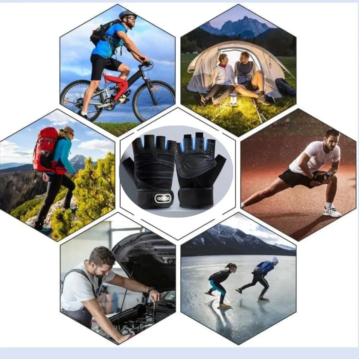 Beach Camp Cycling Gloves Gloves Half Finger Gloves Anti-Slip Shock-Absorbing Breathable Glove for Fitness Cycling Outdoor Sports Unisex