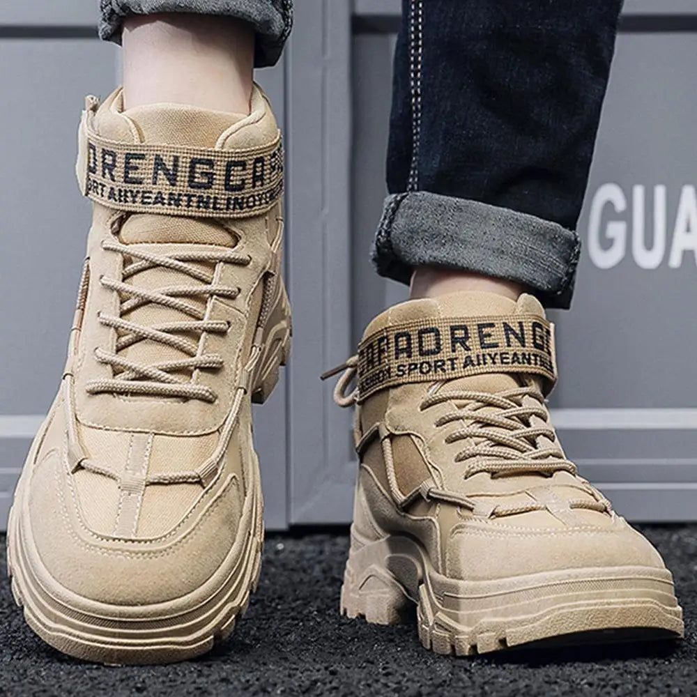 Men's High Top Hiking Boots Non-Slip Outdoor Trekking Tactical Military Boots Ankle Protctor Camping Climbing Biking Work Shoes