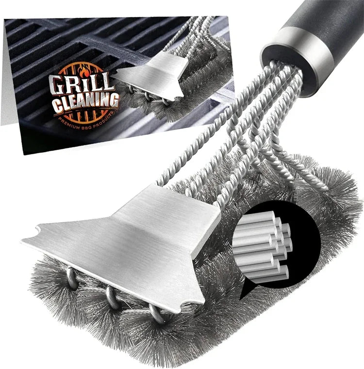 Grill Brush - Bristle Free BBQ Grill Brush - Rust Resistant Stainless Steel Barbecue Cleaner - Great Grilling Accessories