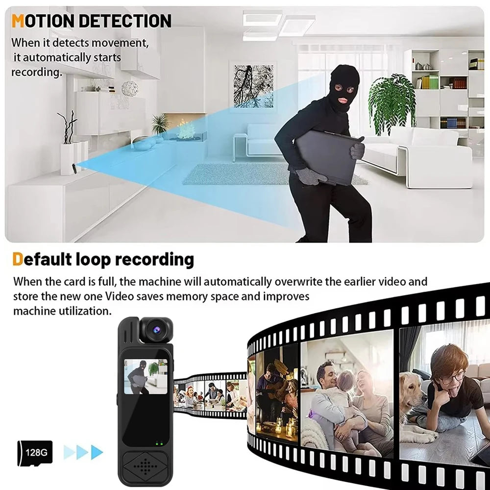 Beach Camp Full HD 1080P Mini Body Camera Body Mounted Camera Night Vision Digital Video Recorder 1.3inch Bodycam Police Camera