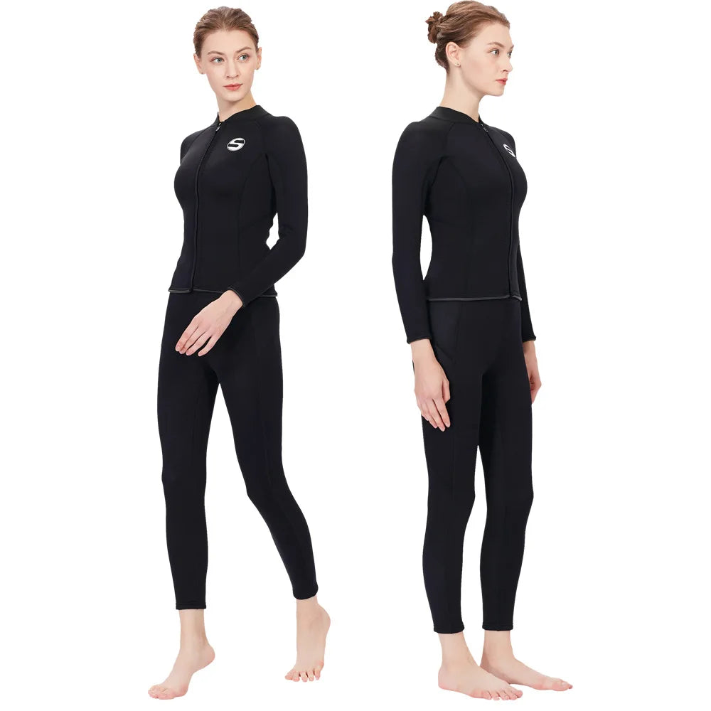 Women's Professional Diving Suit Cold Proof Warm 3mm Neoprene Top Pants Split Suit Ladies Thick Wading Swimming Surfing Wetsuit