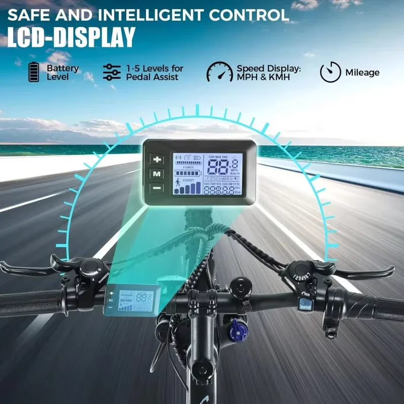 Beach Camp Electric Mountain Bike,[Peak 750W Motor] Mountain Bike,26" Sunshine Commuter Ebike,55 Miles 22MPH Electric