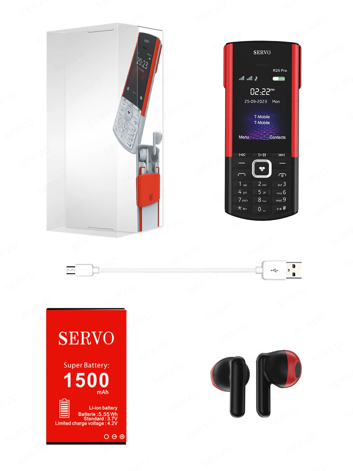 SERVO R25 PRO Button Mobile Phone Built-in TWS Earphones Dual SIM Standby Speed Dial Blacklist FM Radio 2G GSM Feature Cellphone