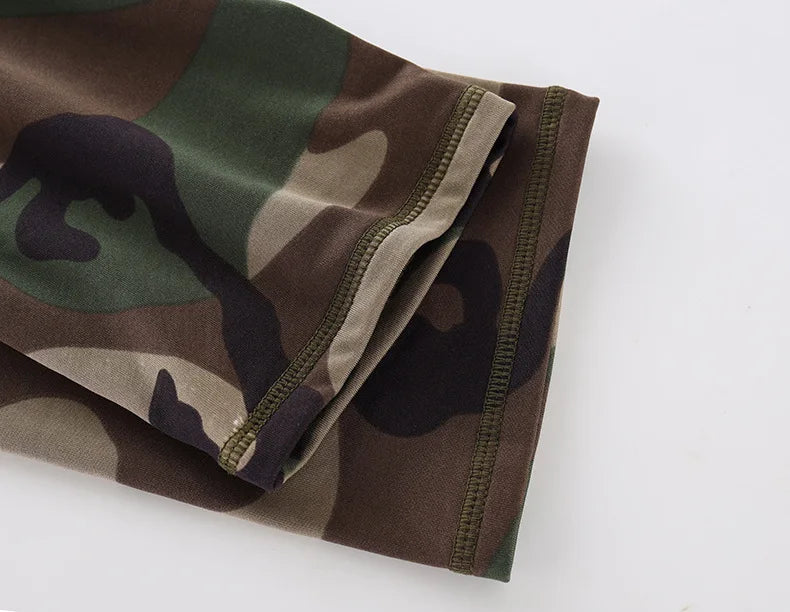 Beach Camp New Outdoor Sports Underwear Camo Training Long-Sleeved Tops + Pants Suit Fitness Camping Army Hiking Hunting Underwear Clothes