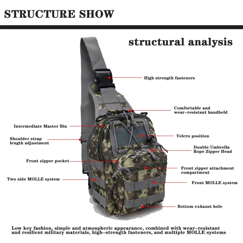 Men's outdoor crossbody bag, hiking camping equipment, hiking sports travel backpack, shoulder bag