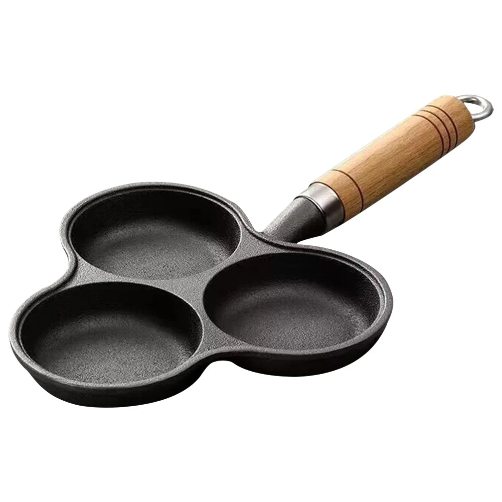 Beach Camp 7-3 Hole Non-Stick Kitchen Cooking Ham Pan Breakfast Maker Cookware Cast Iron Egg Pie Frying Pot Takoyaki Pan for Gas Stove