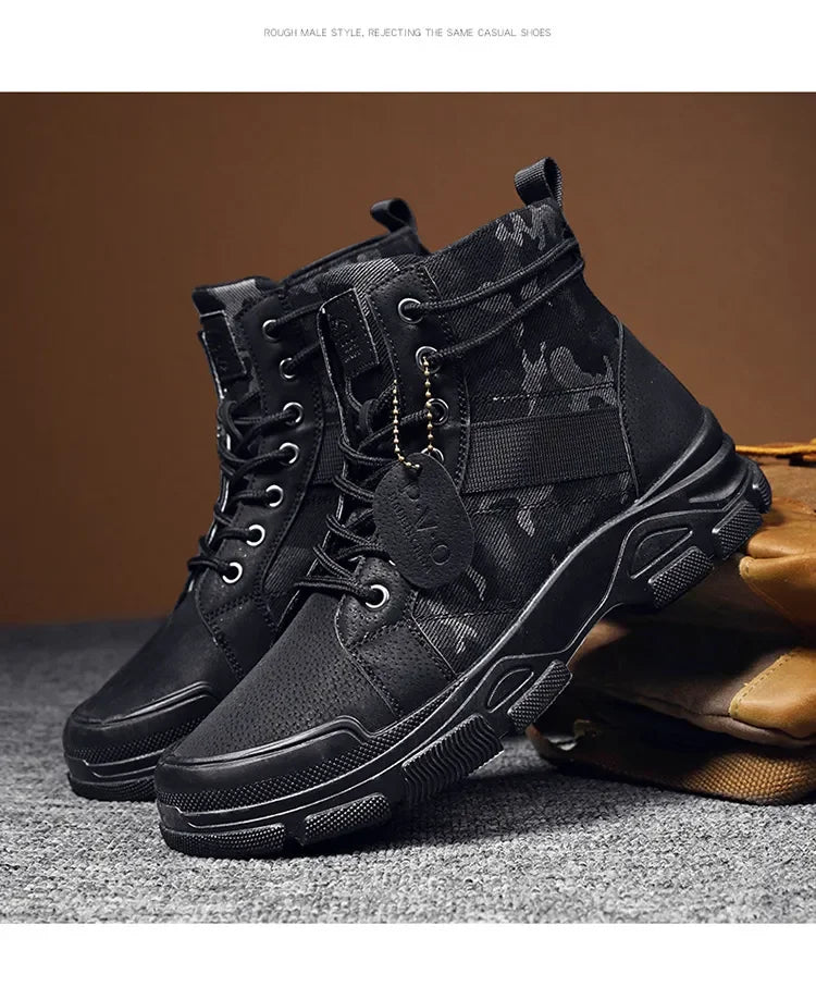 Beach Camp Camouflage Boots for Men Autumn Winter Platform Desert Boots Outdoor High-top Shoes Men Ankle Boots Buty Robocze Meskie