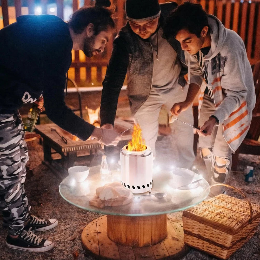 Beach Camp Smokeless Tabletop Fire Pit Stainless Steel Portable Mini Stove Mini Fire Pit Wood Burning Or Pellet Fueled Portable Bonfire