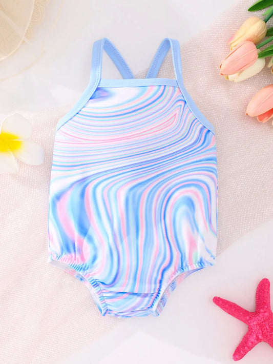 Beach Camp Baby Girls Summer Bathing Suit Holiday Seaside Travel New Sweet Comfortable Casual Cool Suspender One-piece Briefs Swimsuit