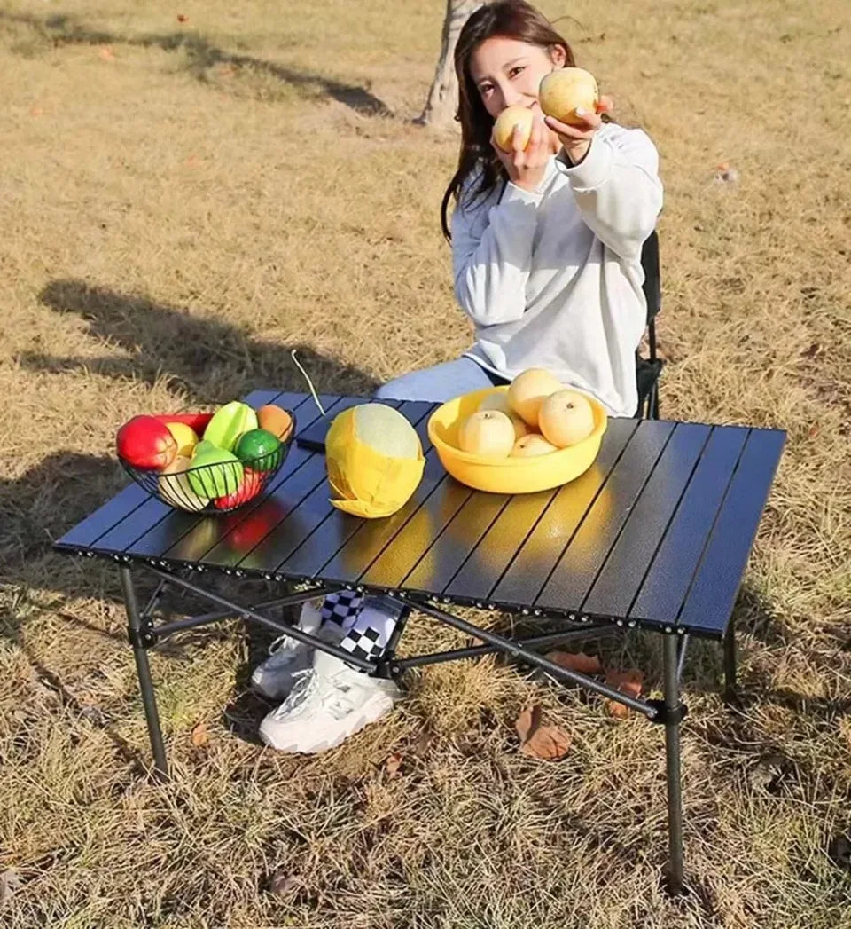 Outdoor Picnic Folding Desk Easy To Install Portable Camping Barbecue Table Sturdy Durable Egg Roll Tables Beach Leisure Desks