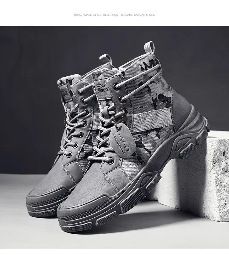 Beach Camp Camouflage Boots for Men Autumn Winter Platform Desert Boots Outdoor High-top Shoes Men Ankle Boots Buty Robocze Meskie